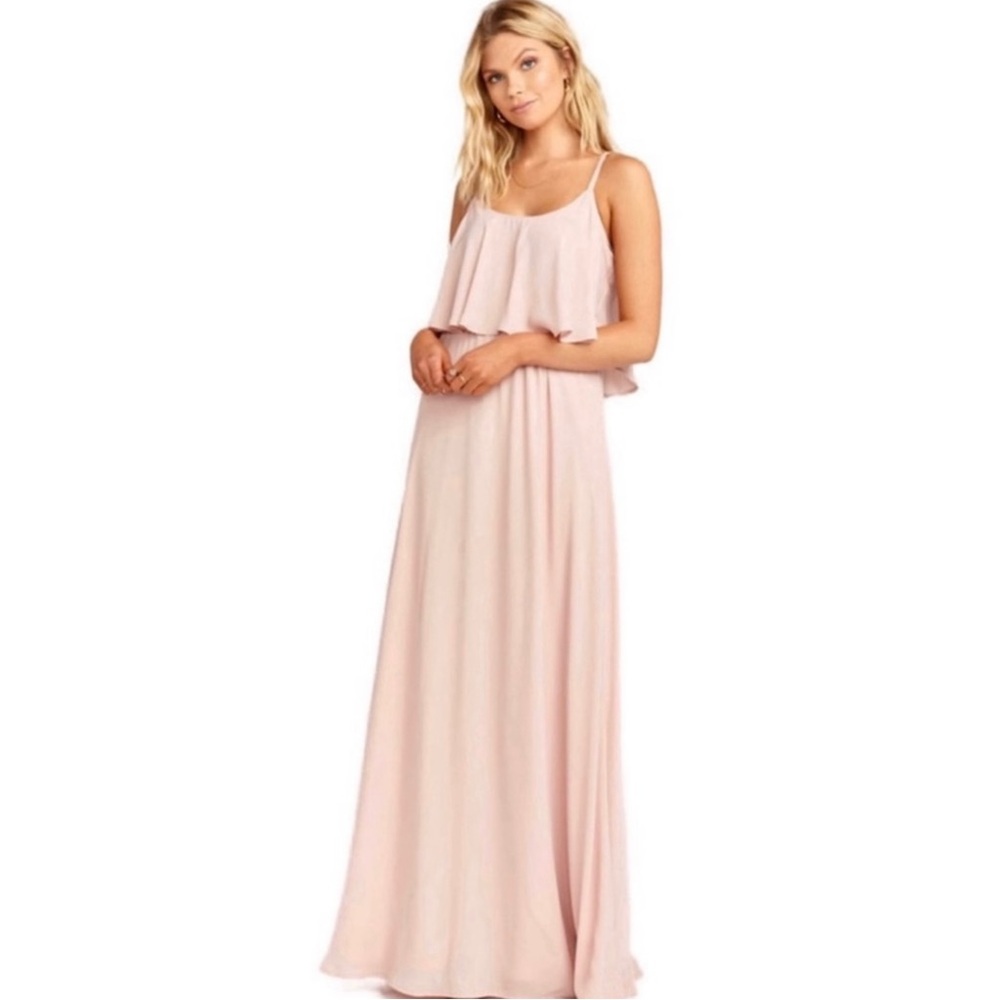 SHOW ME YOUR MUMU PINK COLD-SHOULDER RUFFLE MAXI DRESS